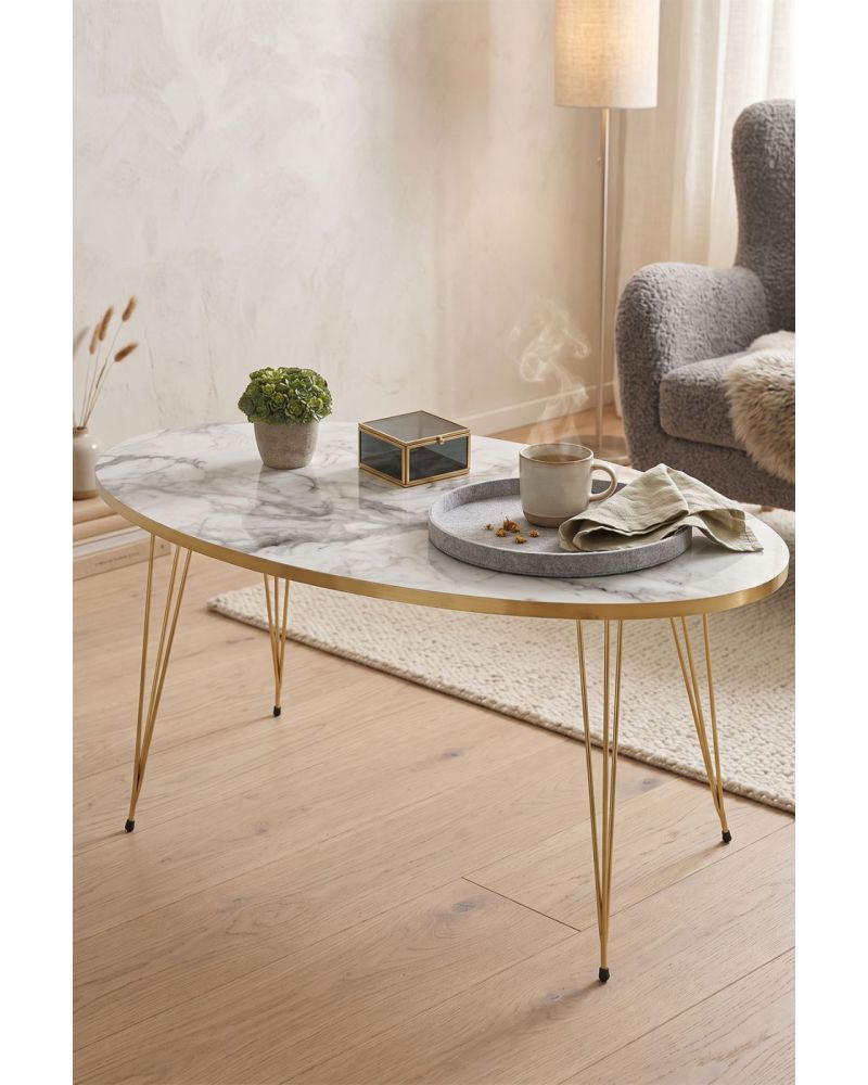 Elips Gold Detaylı Orta Sehpa