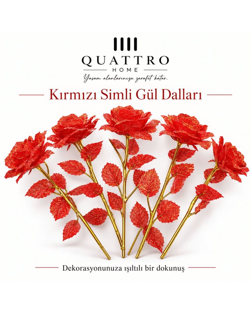 Simli Kırmızı Sonsuzluk Gülü Seti - 10 Adet