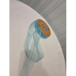 Yazılı Şeffaf Mavi Kurdele - 20 Metre 2.5 cm Genişlik