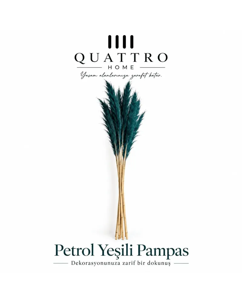 Yeşil Pampas Otu Dekoratif Çiçek-Yaklaşık 95 cm uzunluğundadır.-10LU PAMPAS  ( 2 paket )