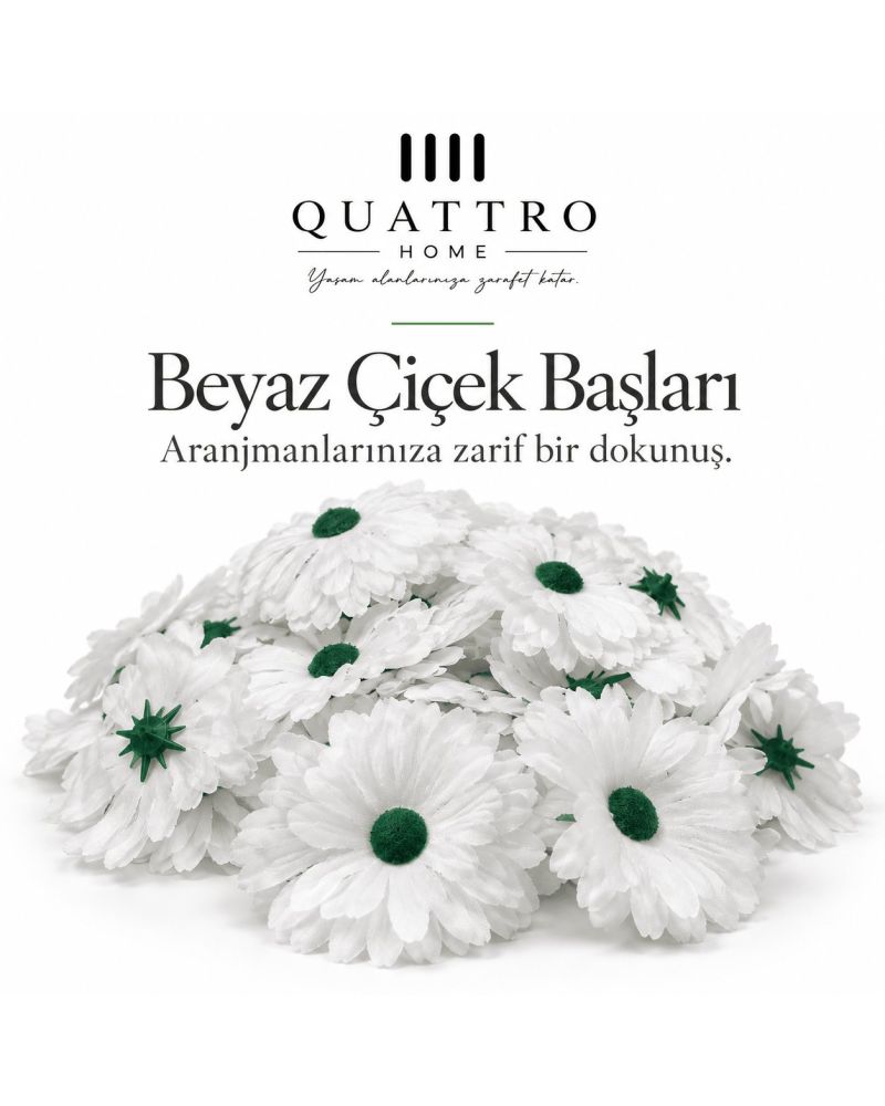 Beyaz Karanfil Yapay Çiçek Seti 50 Adet