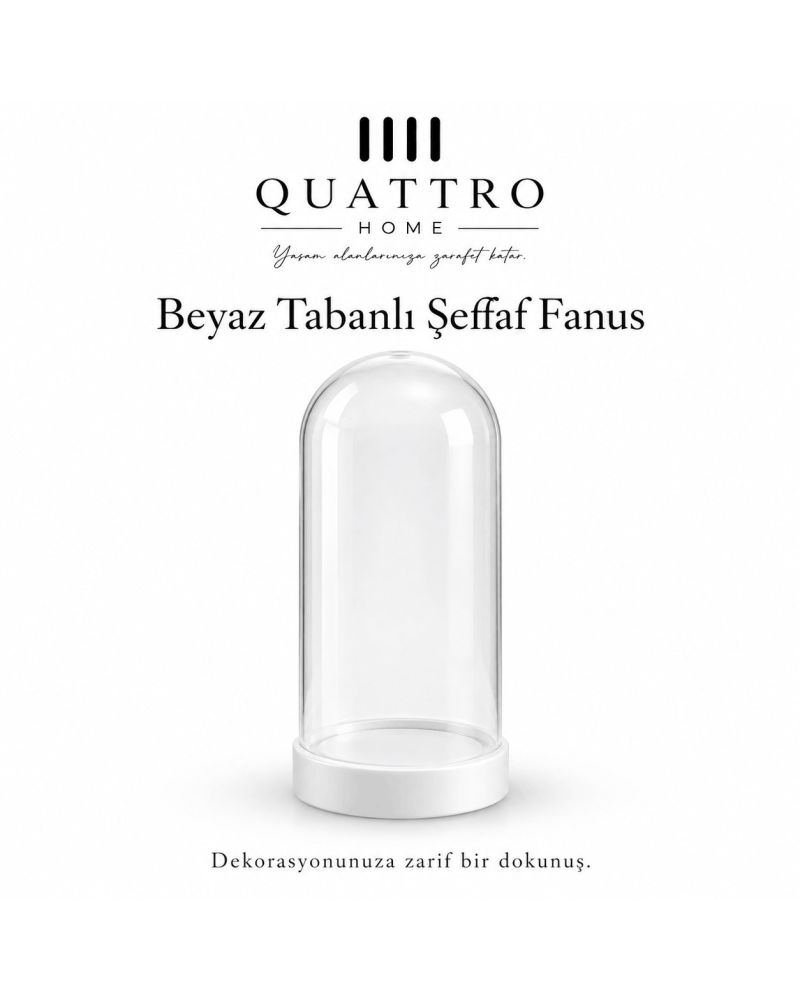 Beyaz Tabanlı Şeffaf Cam Fanus - 12 cm  5 adet