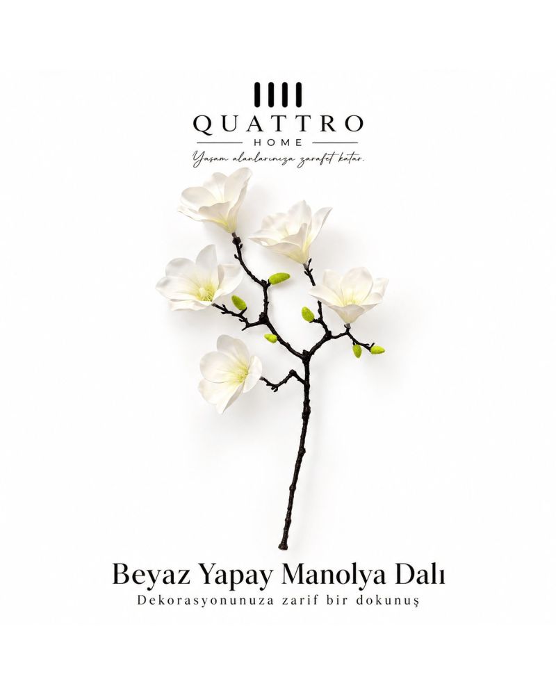 Beyaz Manolya Yapay Çiçek Dalı  ( 3 paket )