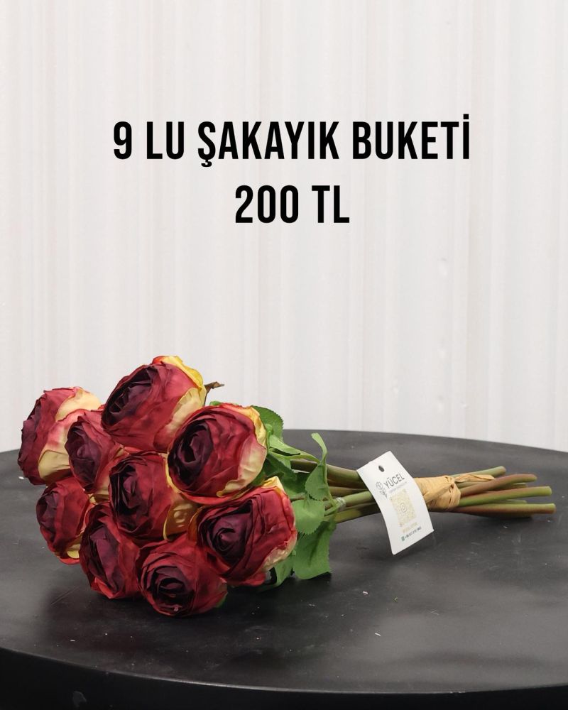 9lu Küçük Şakayık Buketi - Beyaz