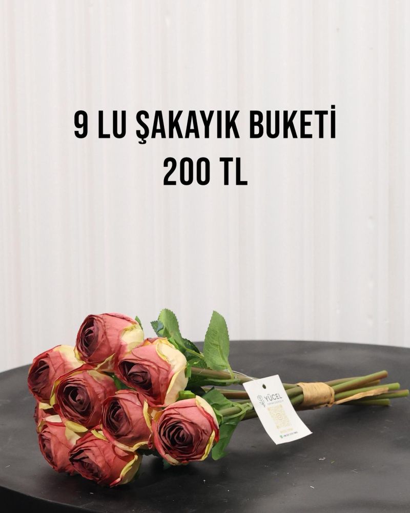 9lu Küçük Şakayık Buketi - Beyaz