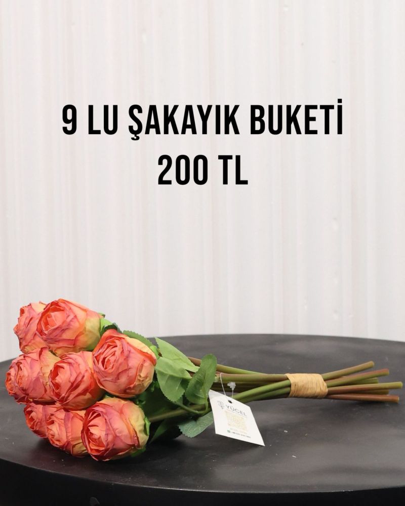 9lu Küçük Şakayık Buketi - Beyaz