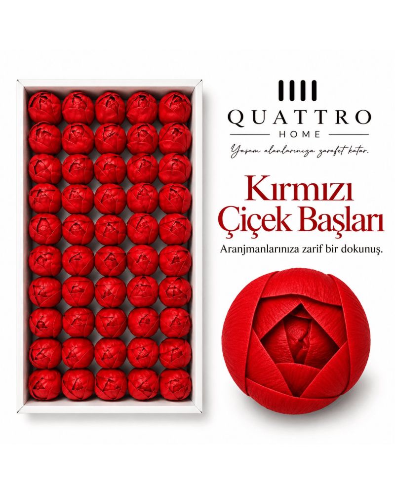 Kırmızı Çap: 4,5 cm : Kafa gül-Islak dokulu - Koku: Hafif ve hoş gül kokusu   * 1 kutuda 50 adet kafa gül bulunmaktadır