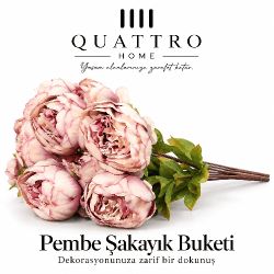 9 lu Pembe Şakayık Buketi - 46cm