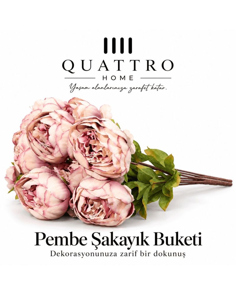 9 lu Pembe Şakayık Buketi - 46cm