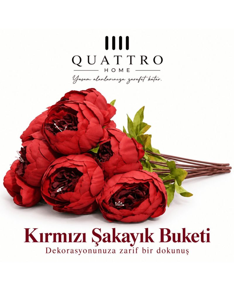 9 lu -Kırmızı Büyük Şakayık Buketi-46 cm uzunluğunda