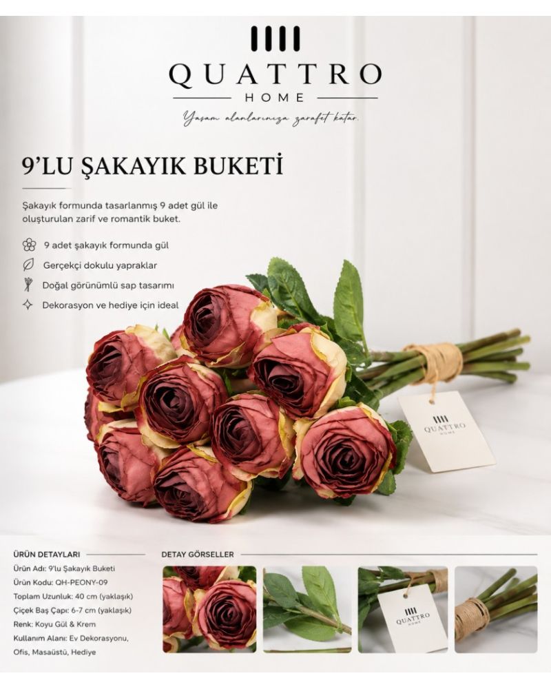 9lu Küçük Şakayık Buketi - Orta Mor