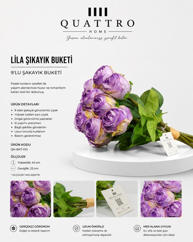 9lu Küçük Şakayık Buketi - Orta Mor