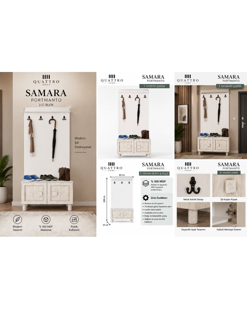 SAMARA VESTİYER PORTMANTO-Genişlik: 80 cm  Yükseklik: 208 cm  Derinlik: 37 cm-%100 MDF