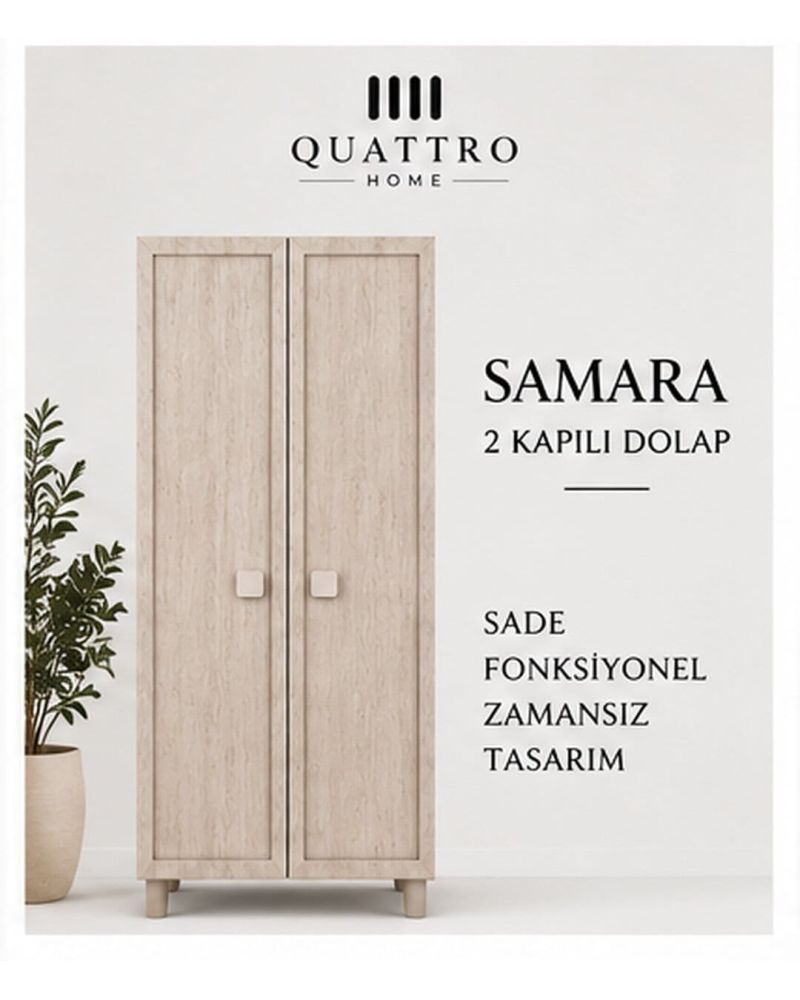SAMARA 2 KAPAKLI DOLAP-Genişlik: 80 cm  Yükseklik: 208 cm  Derinlik: 54 cm-%100 MDF