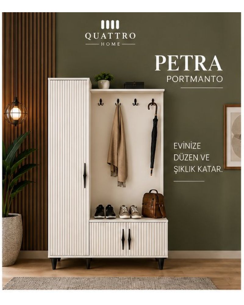 PETRA GENİŞ VESTİYER -Genişlik: 120 cm  Yükseklik: 208 cm  Derinlik: 37 cm-%100 MDF