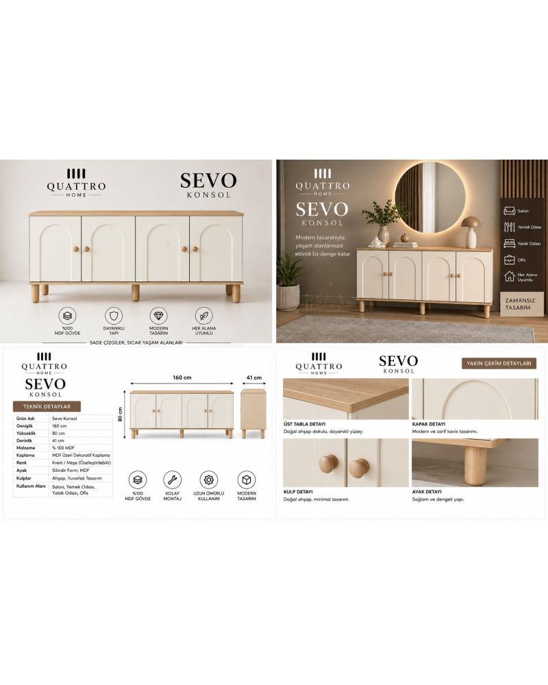 SEVO KONSOL -Genişlik: 160 cm  Yükseklik: 80 cm  Derinlik: 41 cm-%100 MDF