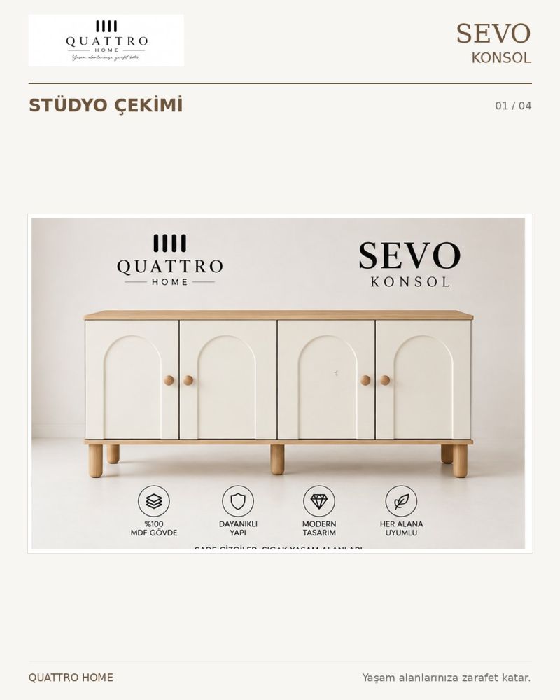 SEVO KONSOL -Genişlik: 160 cm  Yükseklik: 80 cm  Derinlik: 41 cm-%100 MDF