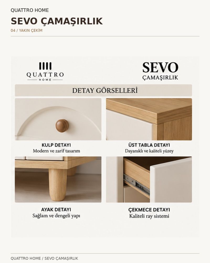 SEVO ÇAMAŞIRLIK ŞİFONYER -Genişlik: 80 cm  Yükseklik: 100 cm  Derinlik: 41 cm-%100 MDF