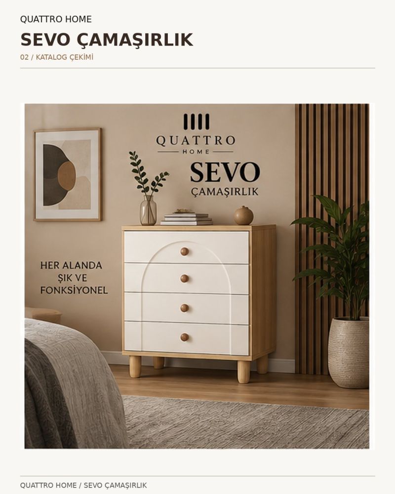 SEVO ÇAMAŞIRLIK ŞİFONYER -Genişlik: 80 cm  Yükseklik: 100 cm  Derinlik: 41 cm-%100 MDF