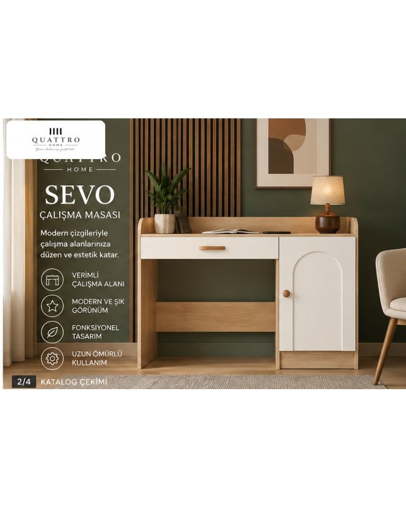 SEVO ÇALIŞMA MASASI -Genişlik: 120 cm  Yükseklik: 90 cm  Derinlik: 57 cm- %100 MDF