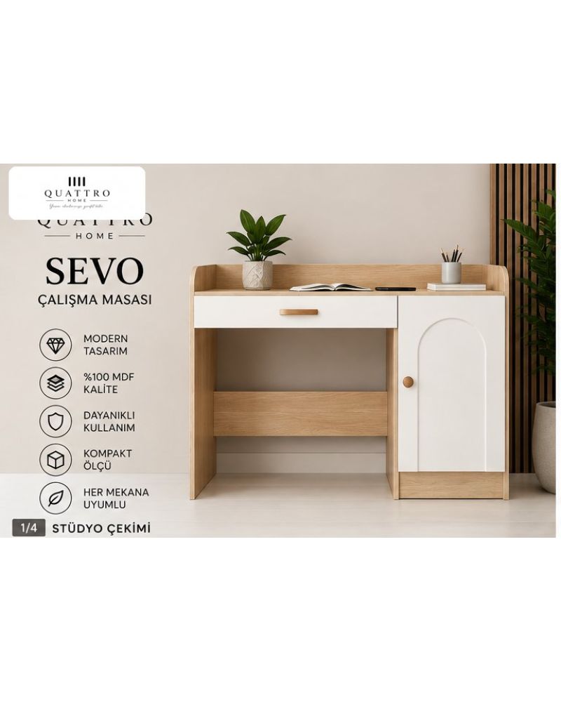 SEVO ÇALIŞMA MASASI -Genişlik: 120 cm  Yükseklik: 90 cm  Derinlik: 57 cm- %100 MDF