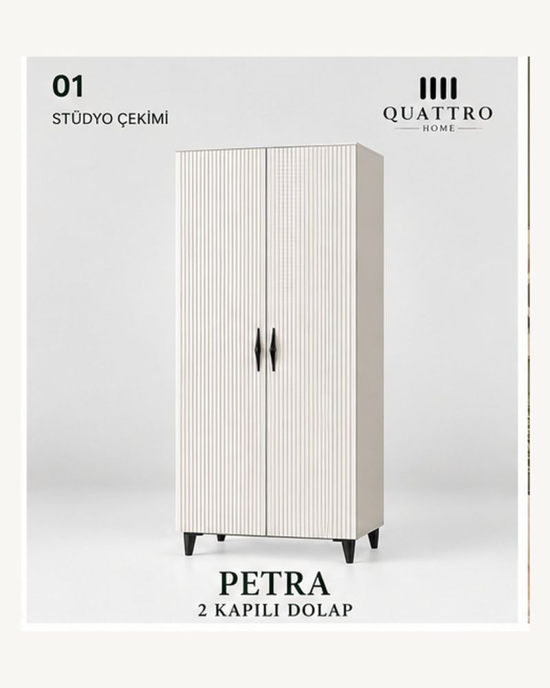 PETRA 2 KAPAKLI DOLAP -Genişlik: 80 cm  Yükseklik: 208 cm  Derinlik: 54 cm-%100 MDF
