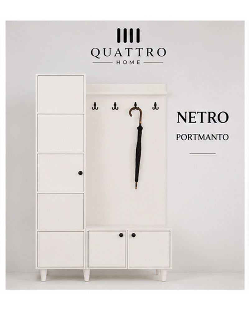 NETRO GENİŞ VESTİYER-Genişlik: 120 cm  Yükseklik: 208 cm  Derinlik: 37 cm-%100 MDF