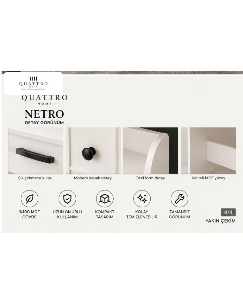 NETRO ÇALIŞMA MASASI -Genişlik: 120 cm  Yükseklik: 90 cm  Derinlik: 57 cm -%100 MDF