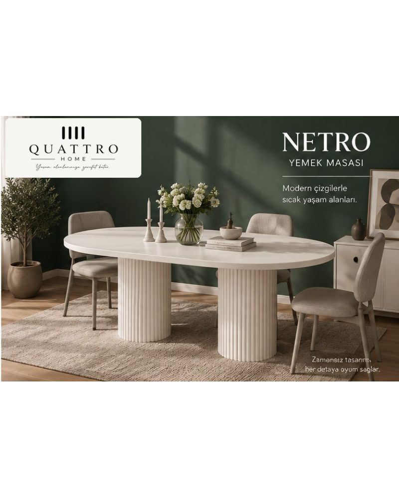NETRO YEMEK MASASI -Genişlik: 180 cm  Yükseklik: 77 cm  Derinlik: 92 cm-%100 MDF