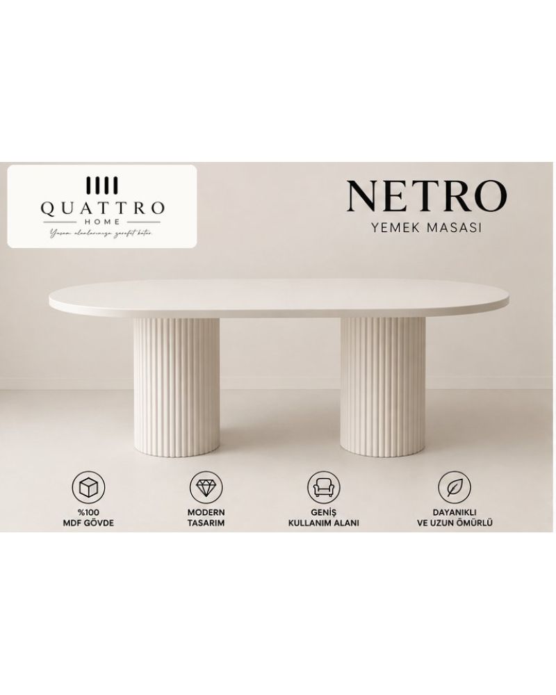 NETRO YEMEK MASASI -Genişlik: 180 cm  Yükseklik: 77 cm  Derinlik: 92 cm-%100 MDF
