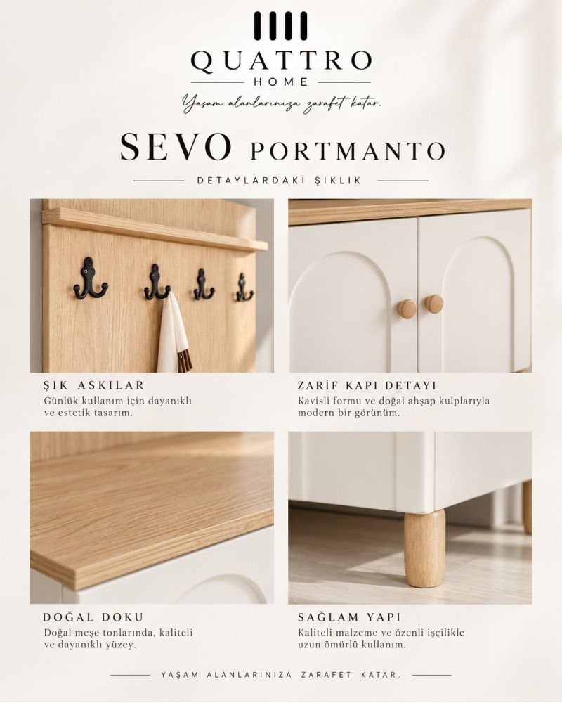 SEVO VESTİYER PORTMANTO -Genişlik: 80 cm  Yükseklik: 208 cm  Derinlik: 37 cm-%100 MDF