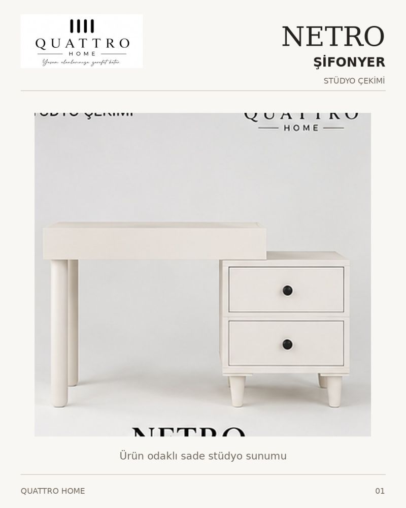 NETRO MAKYAJ MASASI -Genişlik: 120 cm  Yükseklik: 80 cm  Derinlik: 41 cm-%100 MDF