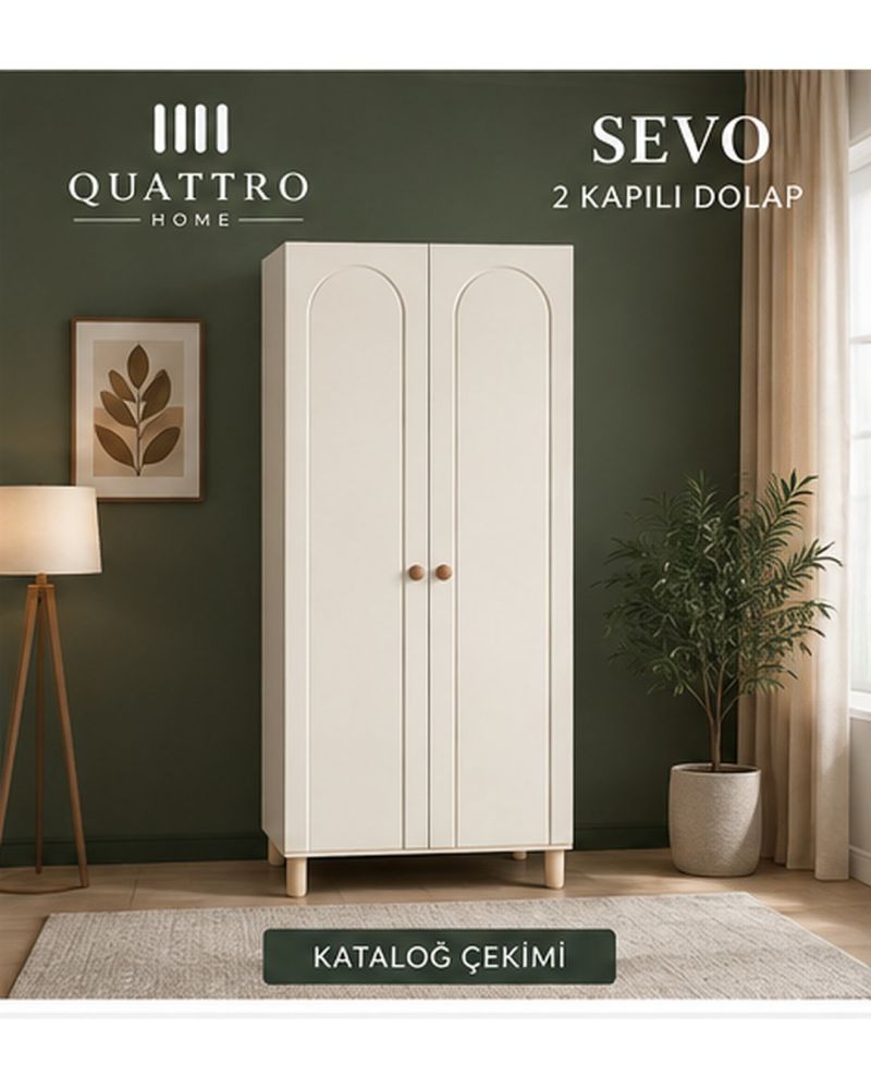 SEVO 2 KAPAKLI DOLAP-Genişlik: 80 cm  Yükseklik: 208 cm  Derinlik: 54 cm-%100 MDF