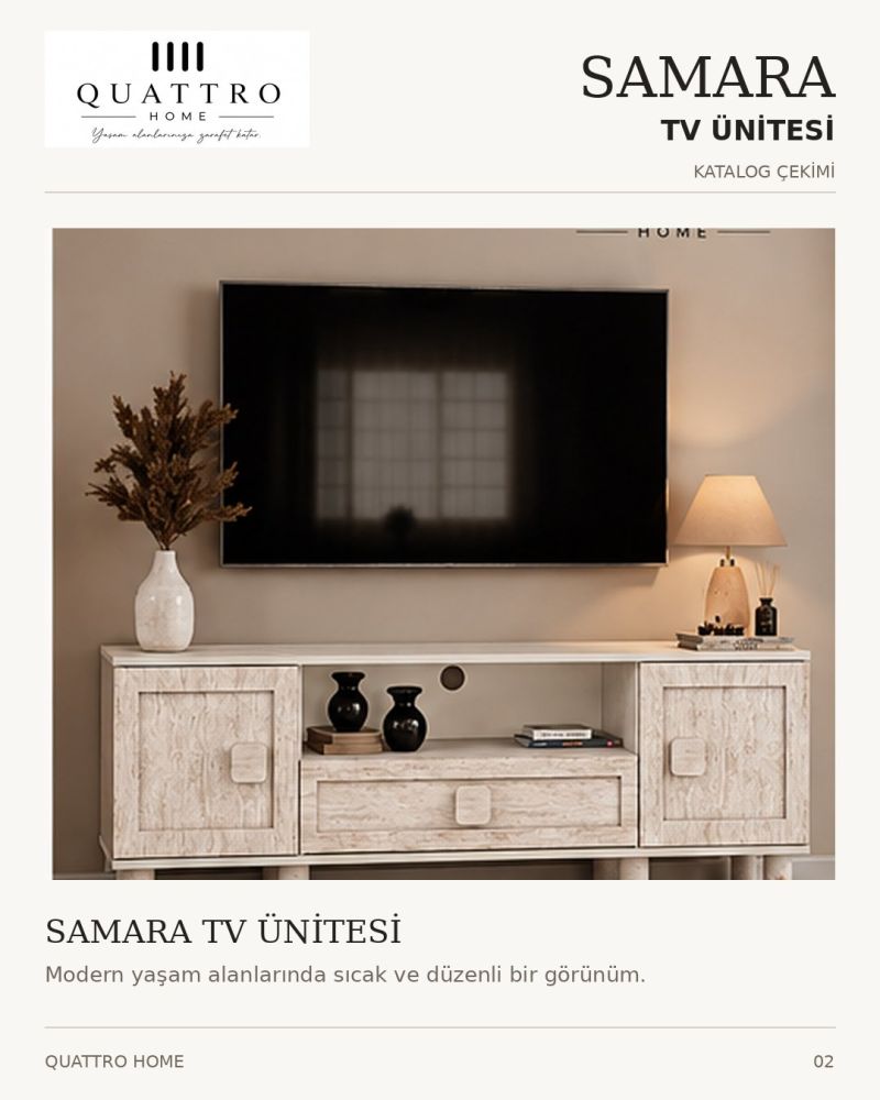 SAMARA TV ÜNİTESİ-Genişlik: 160 cm  Yükseklik: 66 cm  Derinlik: 41 cm-%100 MDF