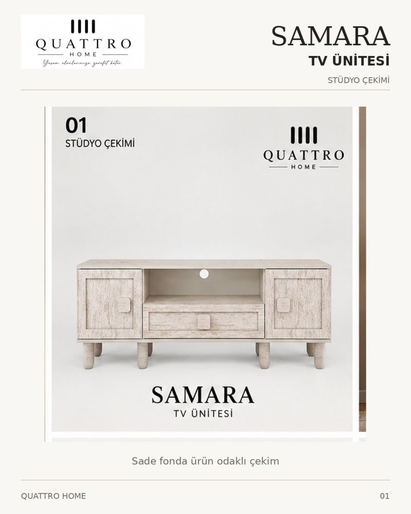 SAMARA TV ÜNİTESİ-Genişlik: 160 cm  Yükseklik: 66 cm  Derinlik: 41 cm-%100 MDF