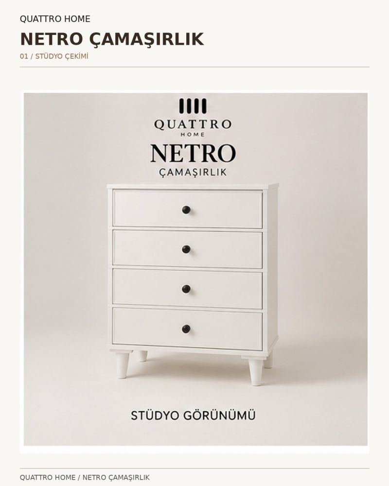 NETRO ÇAMAŞIRLIK ŞİFONYER-Genişlik: 80 cm Yükseklik: 100 cm Derinlik: 41 cm-%100 MDF