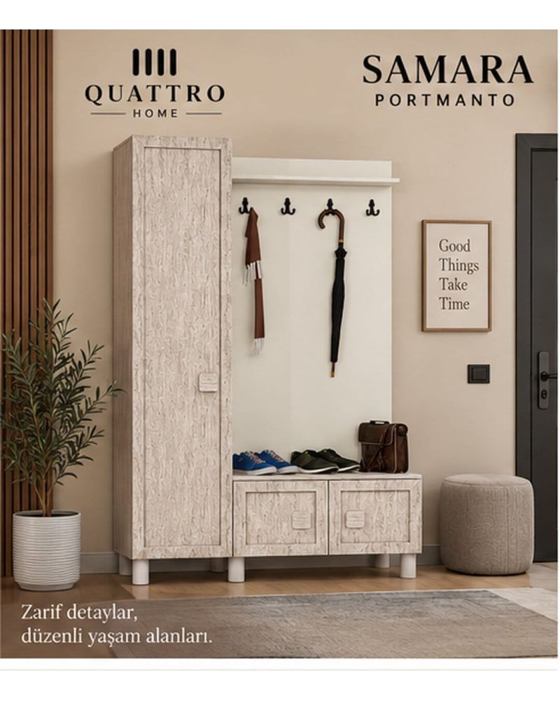 SAMARA GENİŞ VESTİYER-Genişlik: 120 cm  Yükseklik: 208 cm  Derinlik: 37 cm-%100 MDF