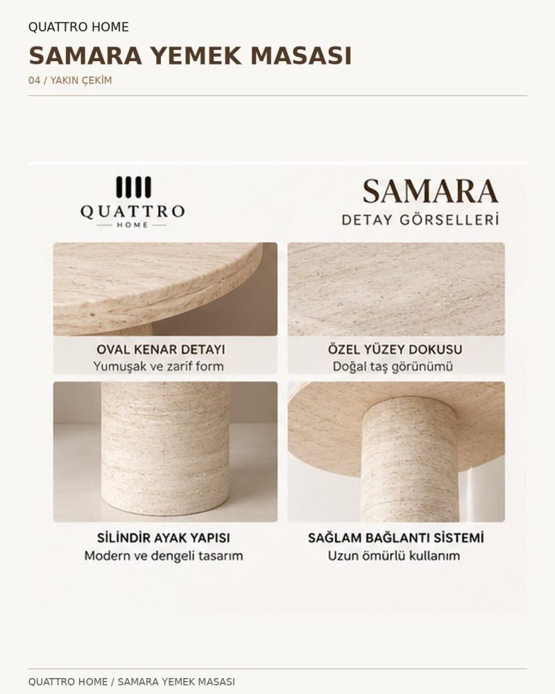 SAMARA YEMEK MASASI-Genişlik: 180 cm  Yükseklik: 77 cm  Derinlik: 92 cm-%100 MDF