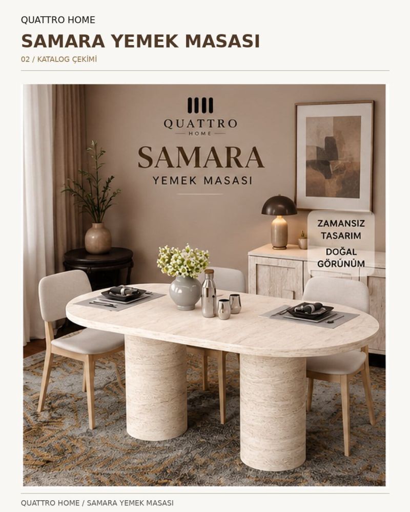 SAMARA YEMEK MASASI-Genişlik: 180 cm  Yükseklik: 77 cm  Derinlik: 92 cm-%100 MDF
