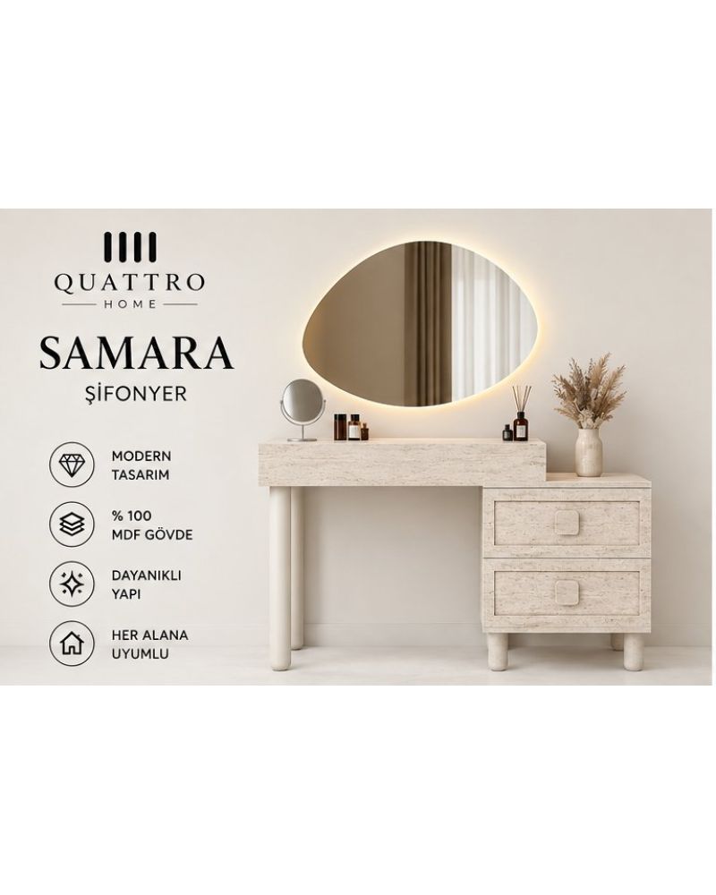 SAMARA MAKYAJ MASASI-Genişlik: 120 cm  Yükseklik: 80 cm  Derinlik: 41 cm-%100 MDF