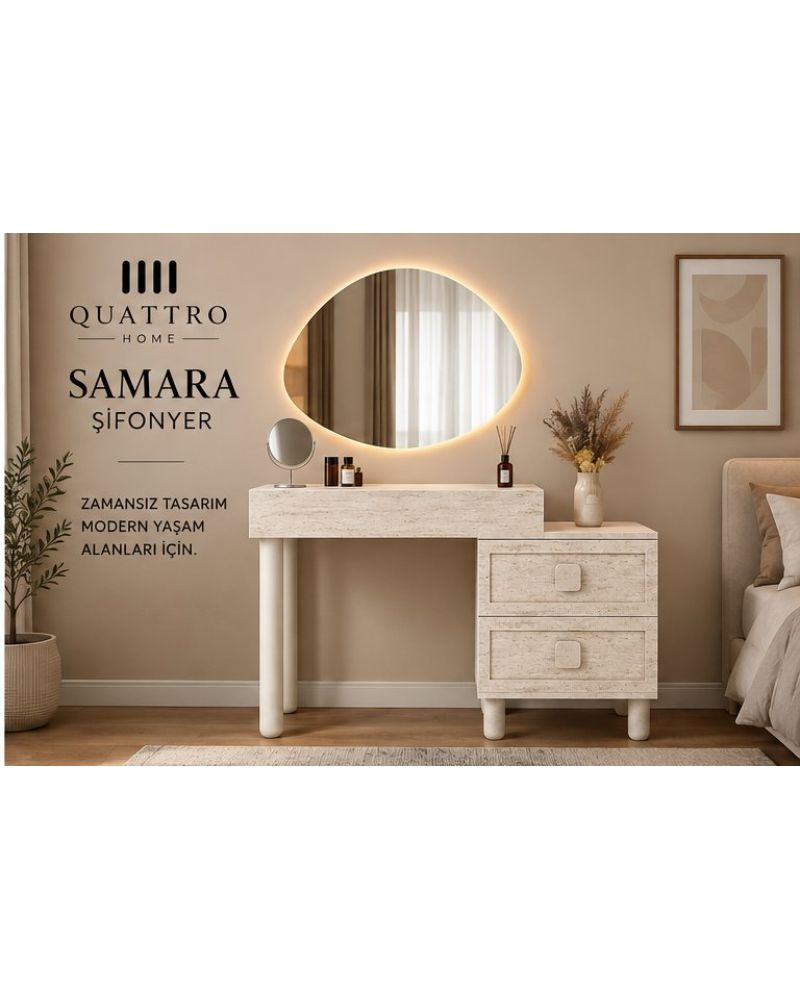 SAMARA MAKYAJ MASASI-Genişlik: 120 cm  Yükseklik: 80 cm  Derinlik: 41 cm-%100 MDF