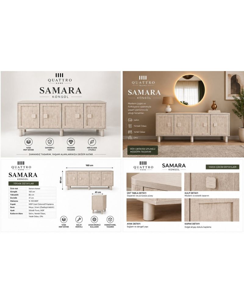 SAMARA KONSOL -Genişlik: 160 cm  Yükseklik: 80 cm  Derinlik: 41 cm-%100 MDF