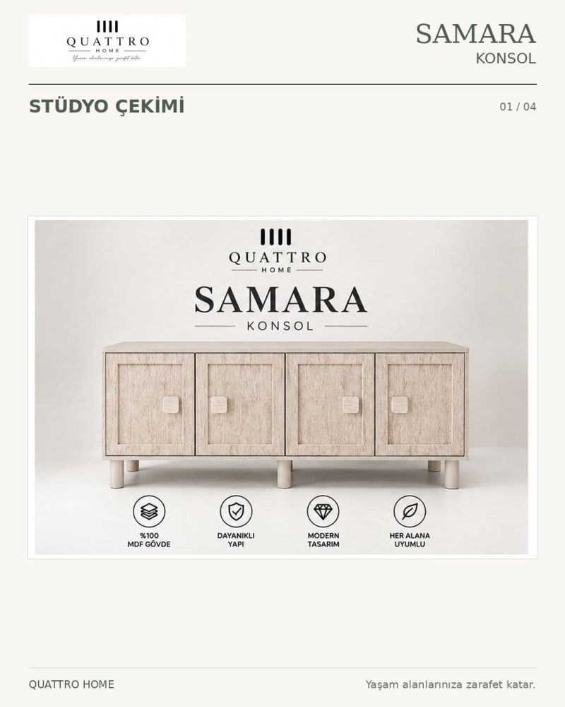 SAMARA KONSOL -Genişlik: 160 cm  Yükseklik: 80 cm  Derinlik: 41 cm-%100 MDF