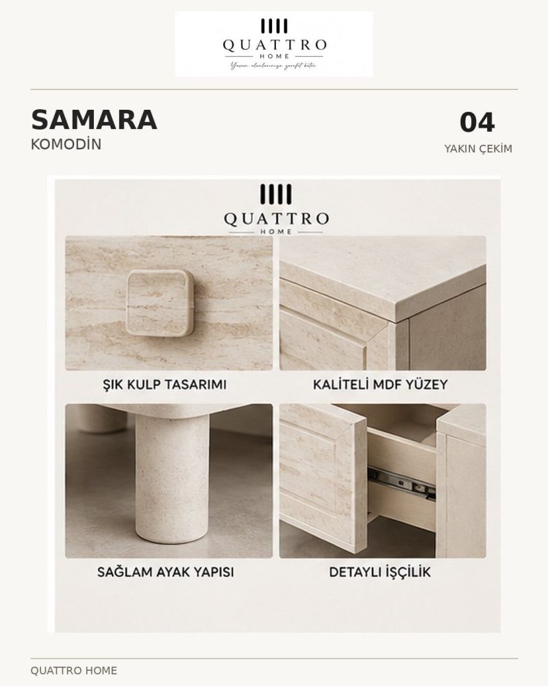 SAMARA KOMODİN -Genişlik: 55 cm  Yükseklik: 42 cm  Derinlik: 41 cm-%100 MDF