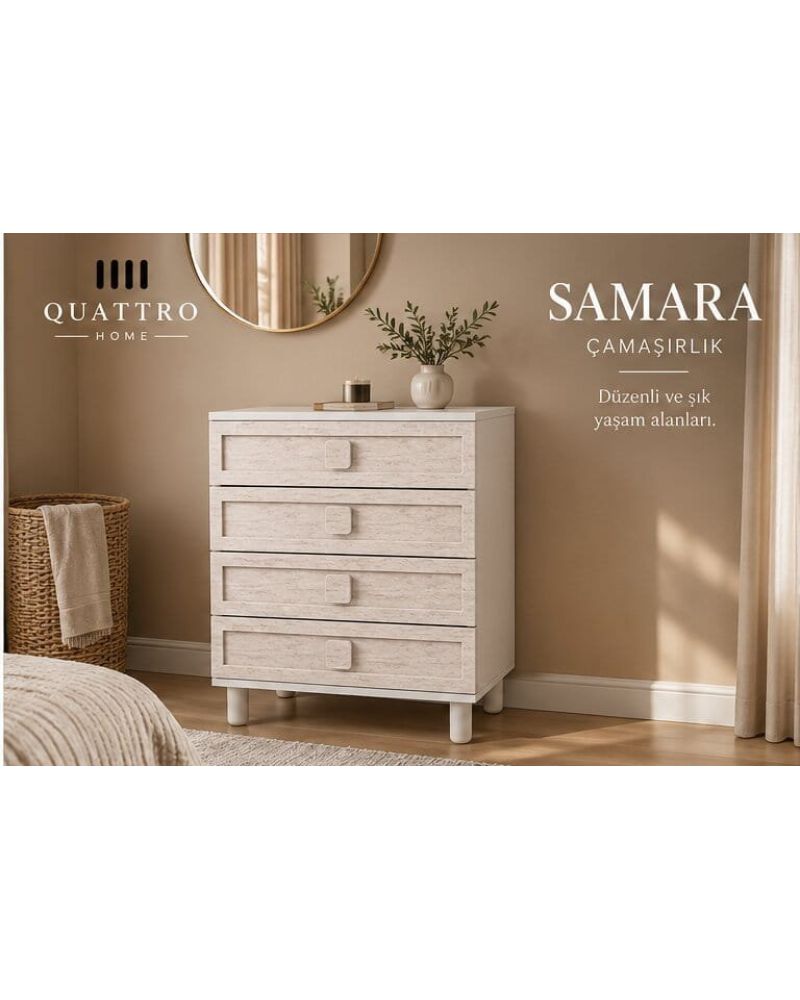 SAMARA ÇAMAŞIRLIK ŞİFONYER-Genişlik: 80 cm  Yükseklik: 100 cm  Derinlik: 41 cm-%100 MDF