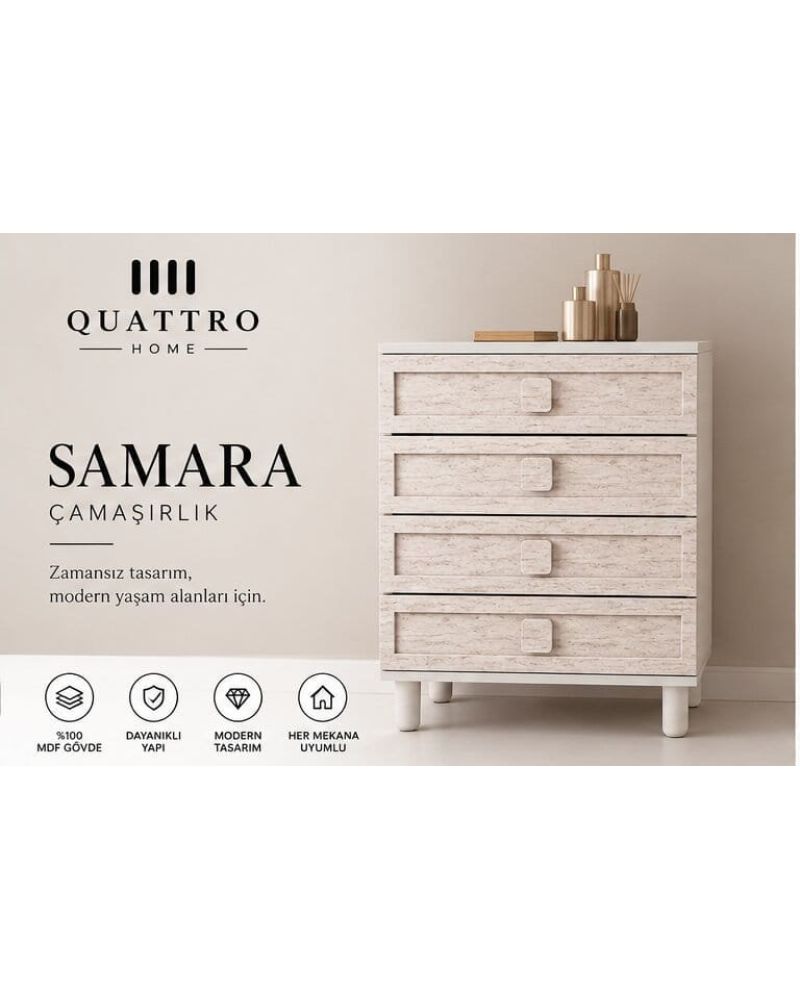 SAMARA ÇAMAŞIRLIK ŞİFONYER-Genişlik: 80 cm  Yükseklik: 100 cm  Derinlik: 41 cm-%100 MDF