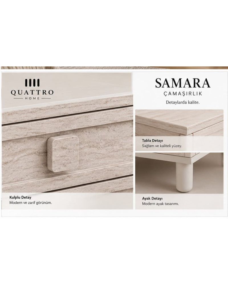 SAMARA ÇAMAŞIRLIK ŞİFONYER-Genişlik: 80 cm  Yükseklik: 100 cm  Derinlik: 41 cm-%100 MDF