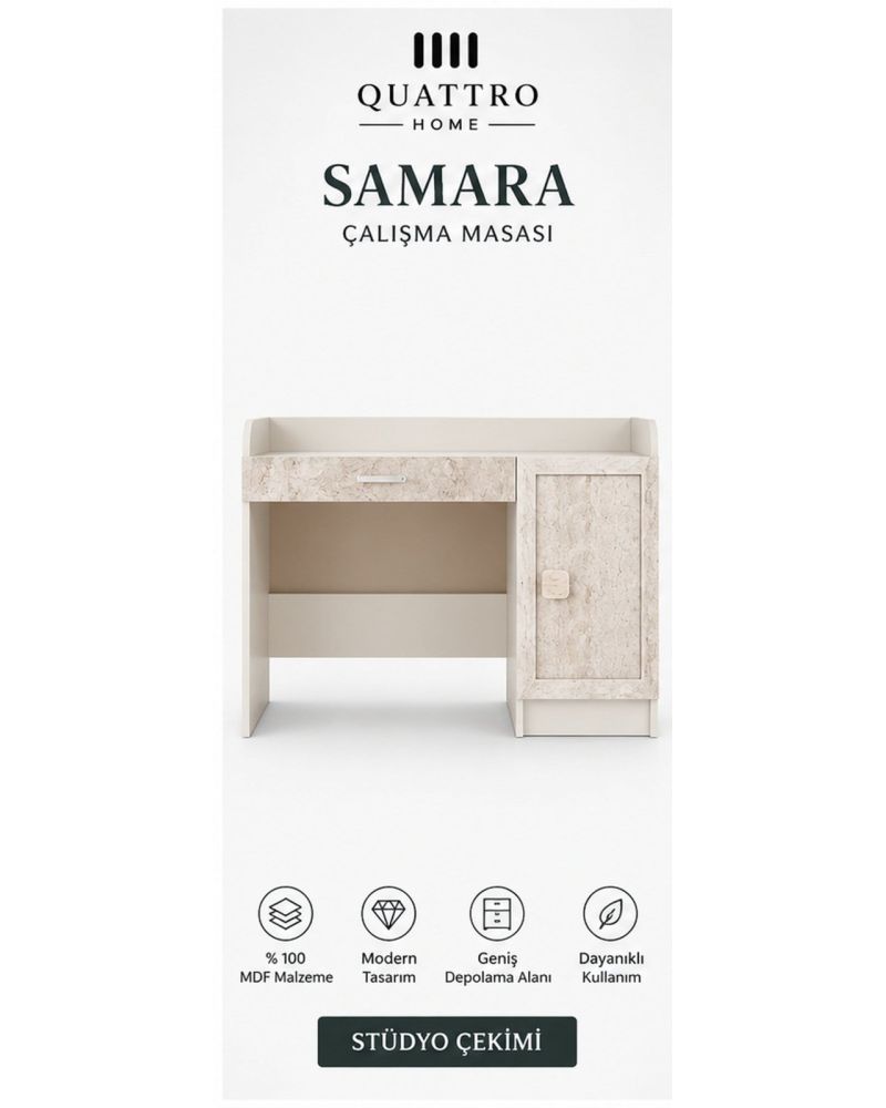 SAMARA ÇALIŞMA MASASI- %100 MDF-Genişlik: 120 cm  Yükseklik: 90 cm  Derinlik: 57 cm
