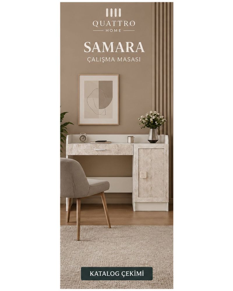 SAMARA ÇALIŞMA MASASI- %100 MDF-Genişlik: 120 cm  Yükseklik: 90 cm  Derinlik: 57 cm