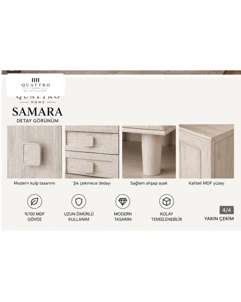 SAMARA 3 KAPAKLI DOLAP-Genişlik: 120 cm  Yükseklik: 208 cm  Derinlik: 54 cm-%100 MDF